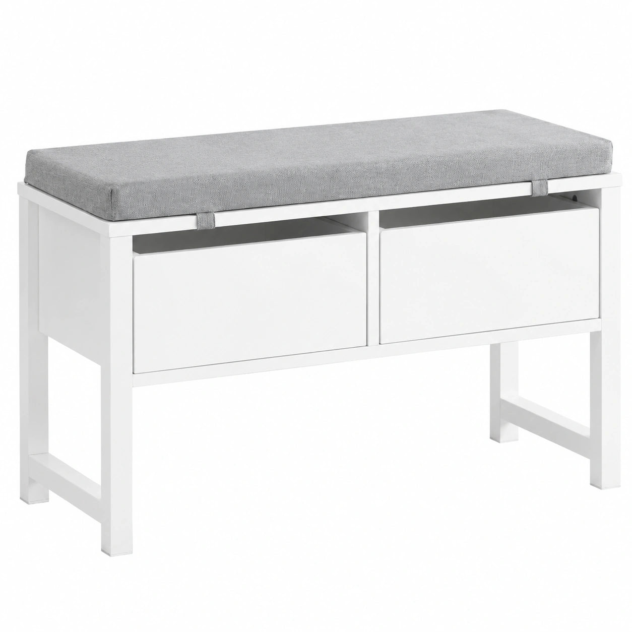 Panca scarpiera con 2 cassetti 72 × 30 × 46cm per ingresso, Cassapanca contenitore con cuscino e 2 grandi cassetti, MDF, carico 150kg, classico