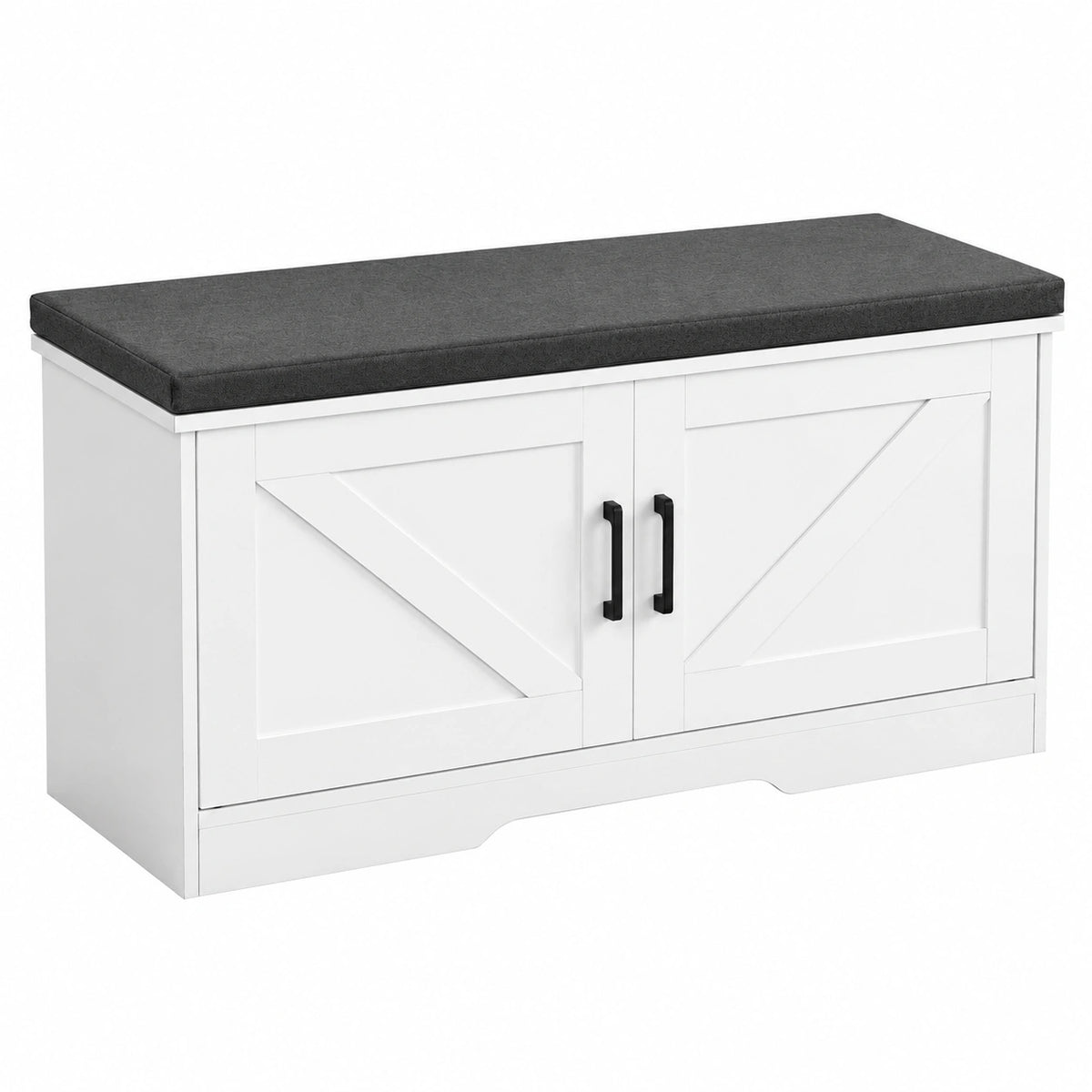 Panca Portascarpe da Ingresso, Scarpiera 100 × 35,5 × 46 cm, Panca da Ingresso con Cuscino Imbottito, 2 Ante a Battente e Ripiano Altezza Regolabile