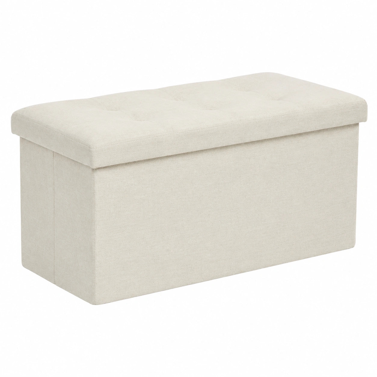 Panca Contenitore - Cassapanca In Tessuto Di Lino - Pieghevole - Rinforzi in Legno - Confortevole E Stabile - 76 × 38 × 38 cm - Beige