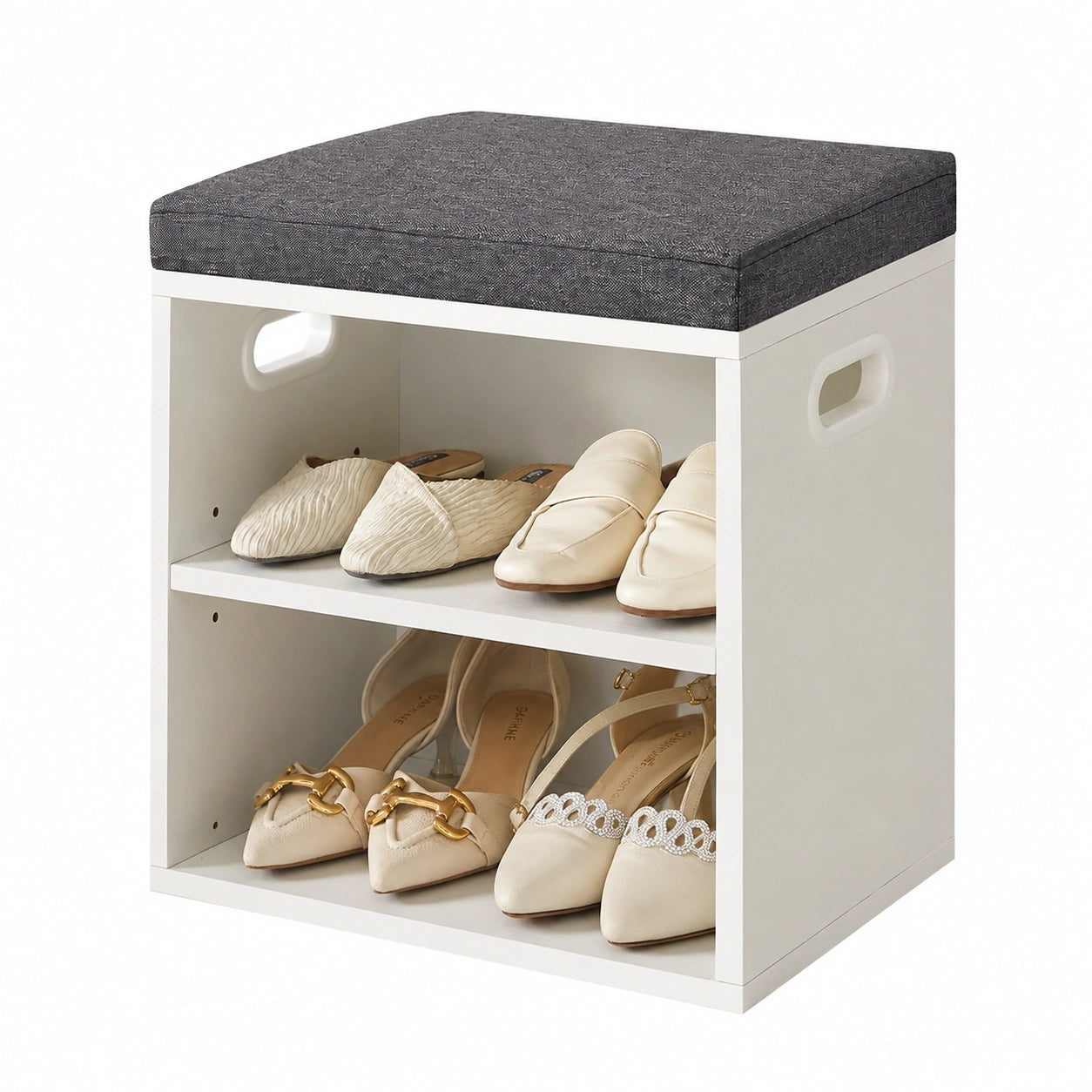 Panca Scarpiera con cuscino, Porta Scarpe a 2 livelli con sedile imbottito, armadio regolabile Shoe organizzatore per ingresso, soggiorno, corridoio