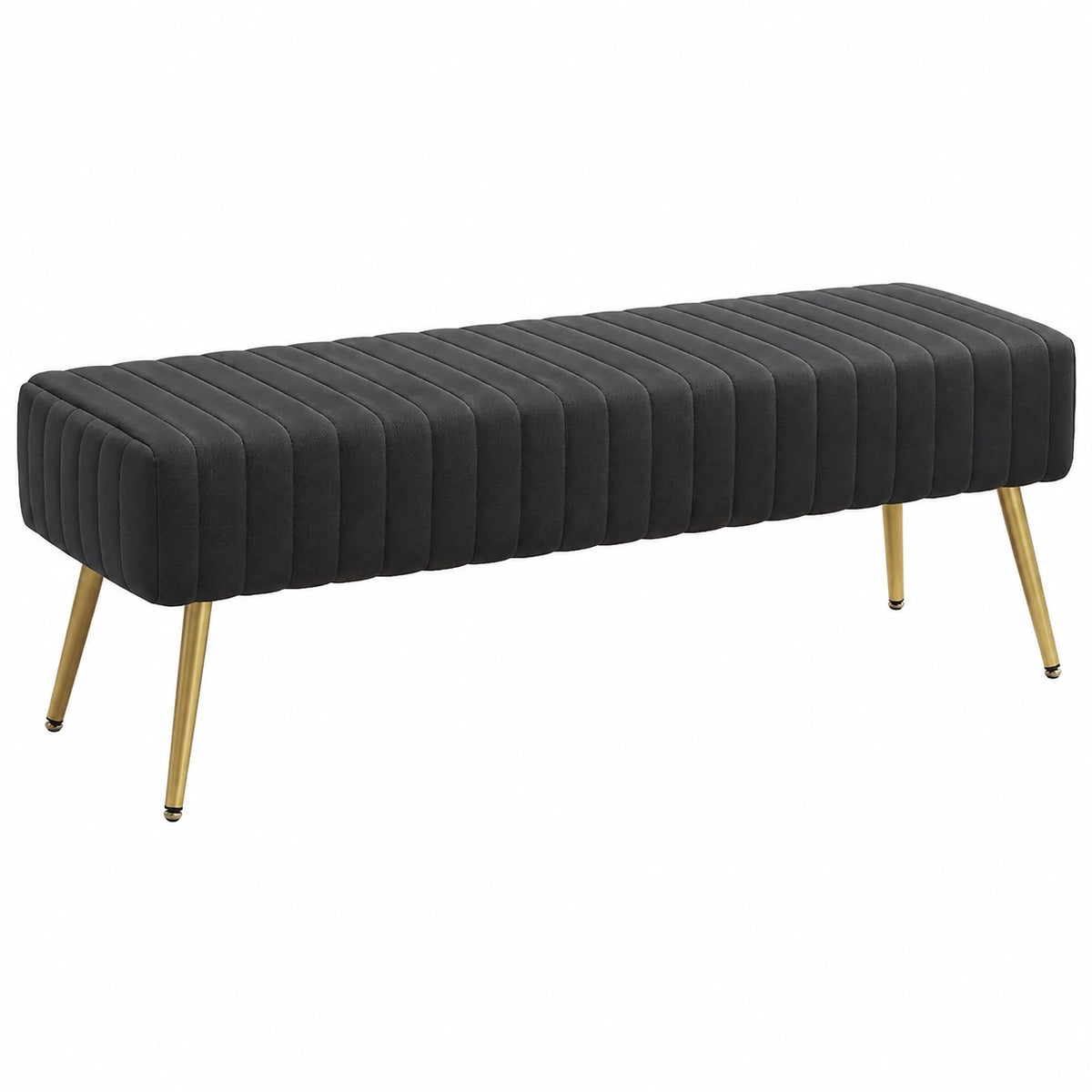 Panca Fondo Letto, Panca Imbottita da Ingresso 113.5 × 36.5 × 43cm, Sgabello per Scarpe in Velluto Poggiapiedi Cassapanca con Gambe in Metallo