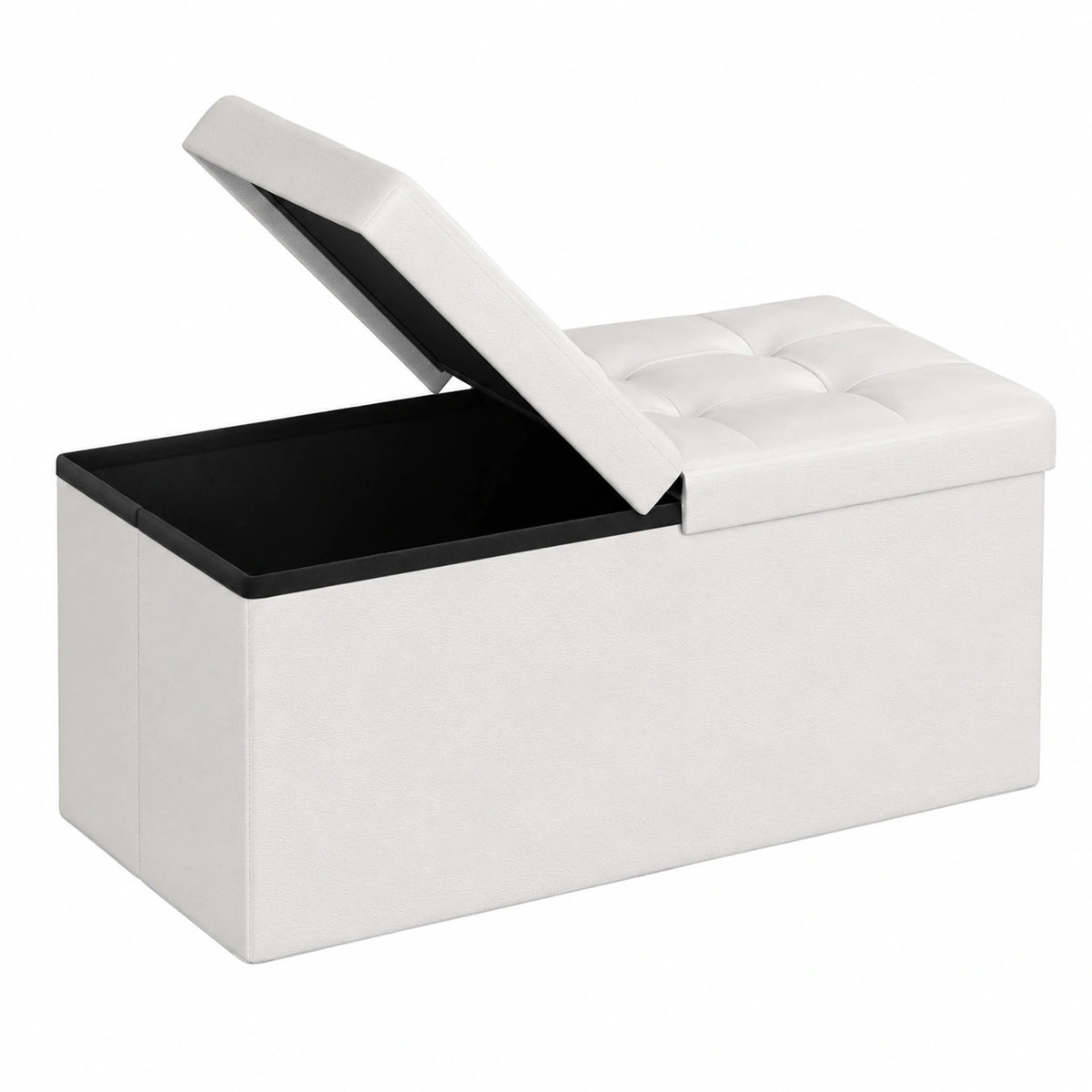 Pouf Contenitore, Cassapanca Contenitore da 89 Litri con Coperchio Ribaltabile, Panca con Sedile Imbottito, Pieghevole, 38 × 76 × 38 cm