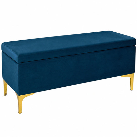 Pouf Panca Imbottita Divanetto In Velluto Contenitore PortaOggetti Panca Sgabello A Pie Di Letto Con Gambe In Metallo Dorato Cassapanca Ingresso