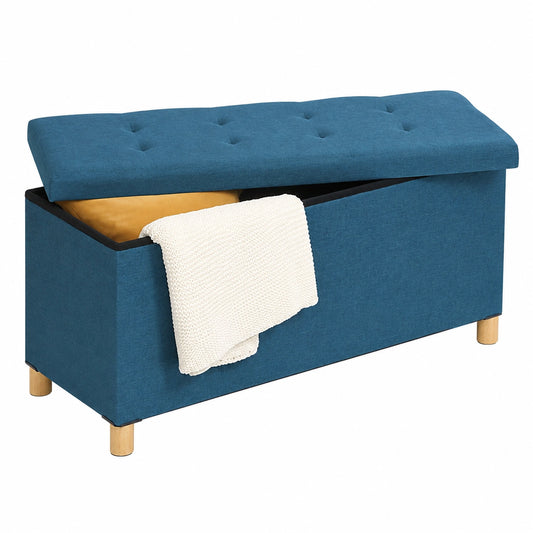 Panca Contenitore in Tessuto Blu Anatra 100 cm