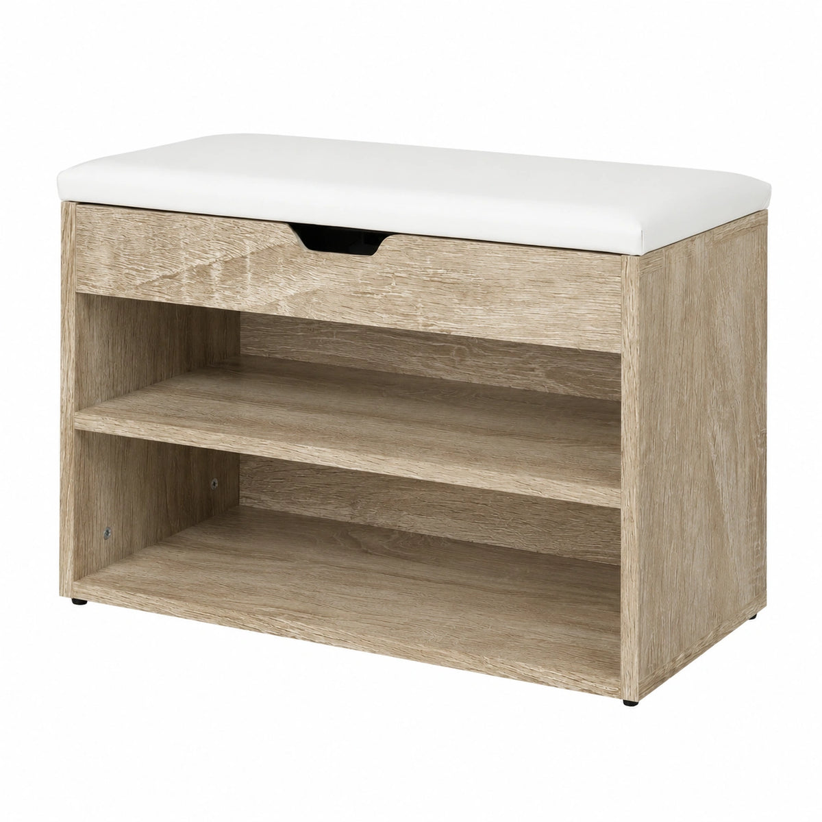 Panca Contenitore con Seduta Imbottita, Rovere, Mobile Portascarpe Salvaspazio, Per Ingresso e Camera, Struttura Robusta in Legno