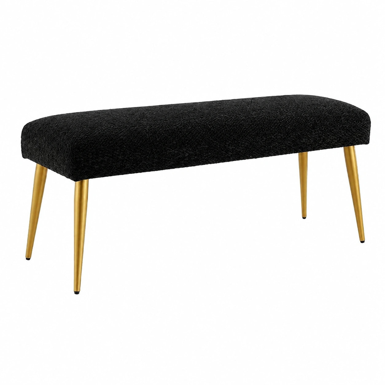 Panca imbottita per ingresso camera da letto corridoio, panca fine letto sgabello ottomano con sedile imbottito e gambe in metallo, nero