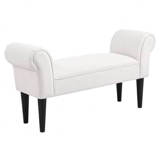 Panca Scarpiera Braccioli Arrotolati 102 × 36 × 51cm Bianco, Panca Imbottita per Ingresso, Panchetta da Camera da Letto