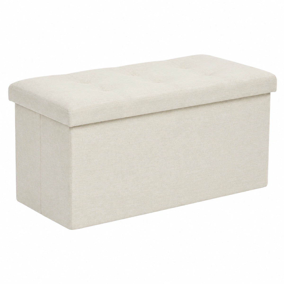 Panca Contenitore - Cassapanca In Tessuto Di Lino - Pieghevole - Rinforzi in Legno - Confortevole E Stabile - 76 × 38 × 38 cm - Beige