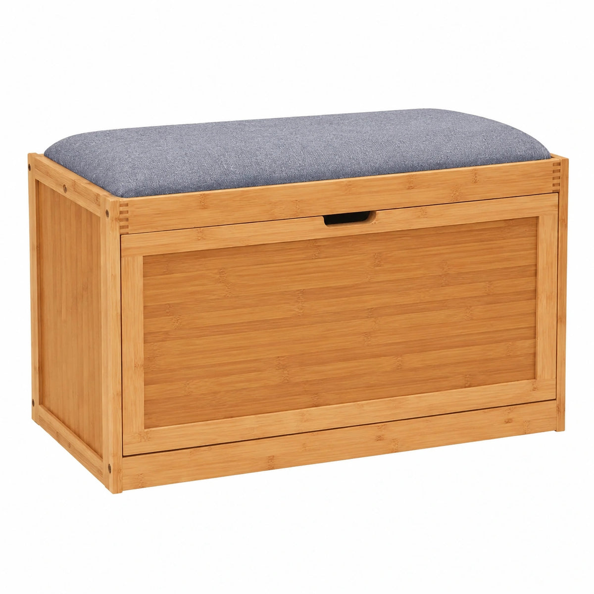 Panca con Scarpiera da Ingresso o Camera da Letto, bambù, 2 Scomparti, HLP 49 × 80 × 30 cm, Naturale Grigio