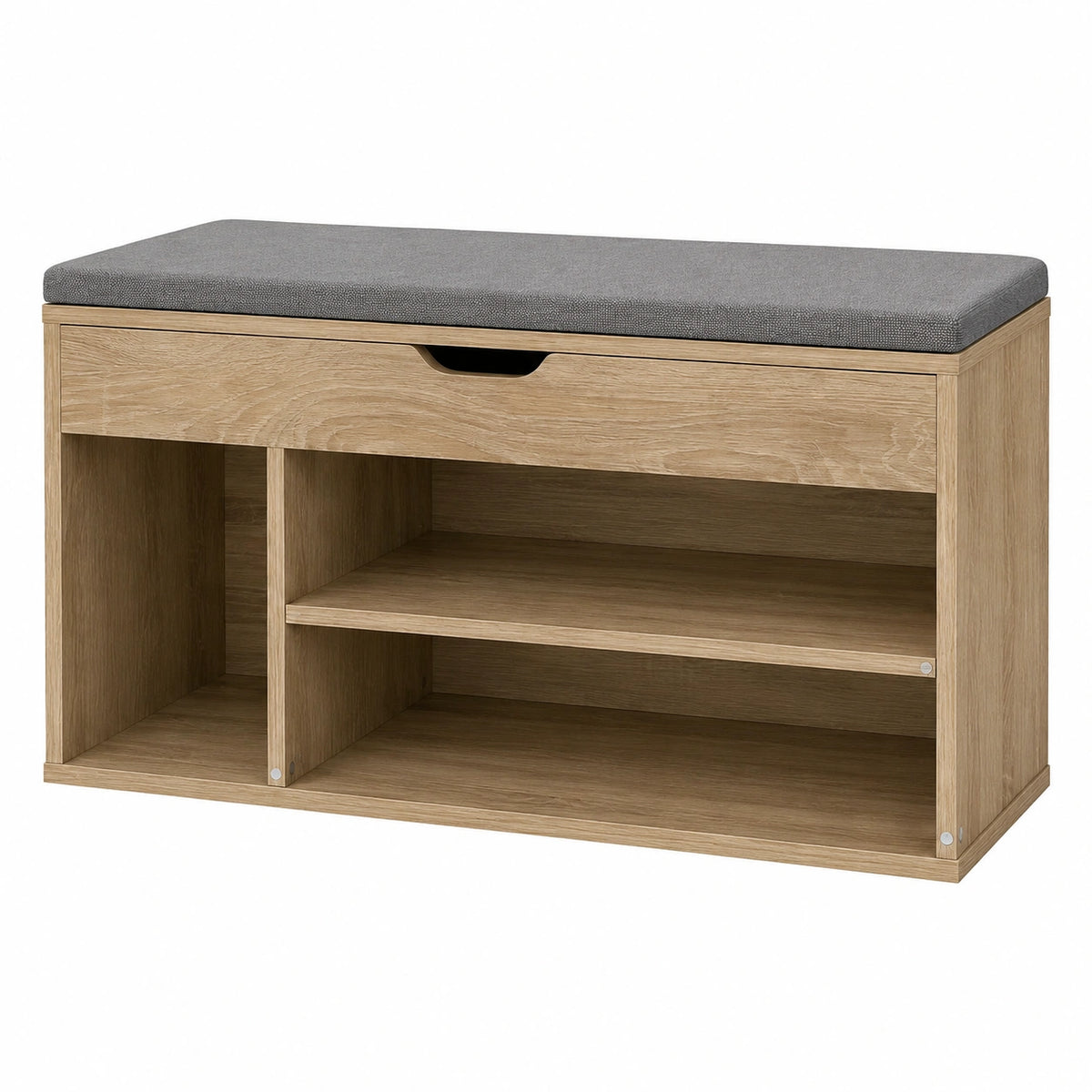 Panca Ingresso con Seduta, Cassapanca con Cuscino Imbottito L103xP30xA45, Capacità Seduta 150 Kg, 4 Scomparti a Scaffale, Legno Resistente (Rovere XL)