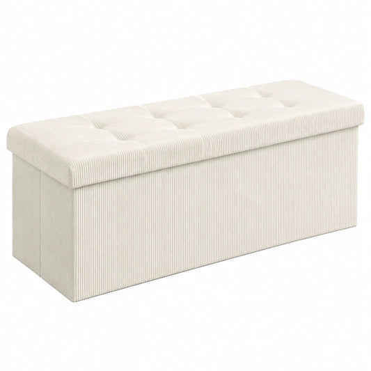 Panca Contenitore, Pouf Pieghevole, 38 × 110 × 38 cm, Panca da Fondo Letto, Cassapanca