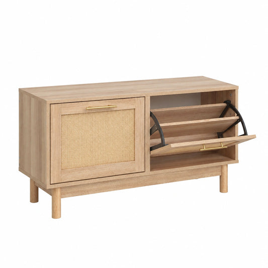 Panca Portascarpe da Ingresso, Scarpiera con Panca Portascarpe 100 × 30 × 53 cm, Contenitore con 2 Cassetti, Scarpiera da 136 kg, 4 Scomparti e 2