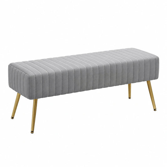 Panca Fondo Letto, Panca Imbottita da Ingresso 113.5 × 36.5 × 43cm, Sgabello per Scarpe in Velluto Poggiapiedi Cassapanca per Camera da Letto