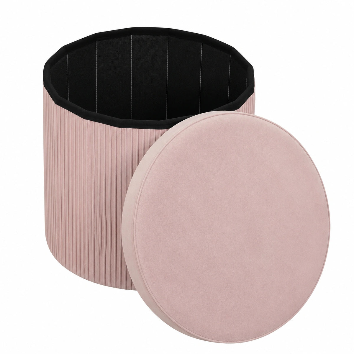 Pouf portaoggetti pieghevole velluto 35L 38 × 38 × 38 cm Rosa, Panca portaoggetti, cassapanca, capacità 120 kg, sgabello per soggiorno