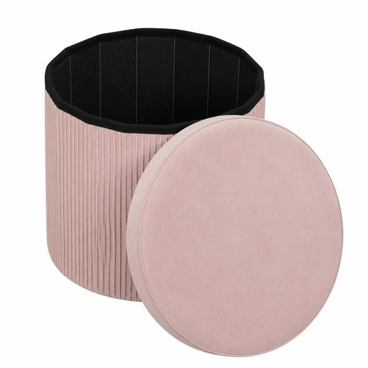 Pouf portaoggetti pieghevole velluto 35L 38 × 38 × 38 cm Rosa, Panca portaoggetti, cassapanca, capacità 120 kg, sgabello per soggiorno