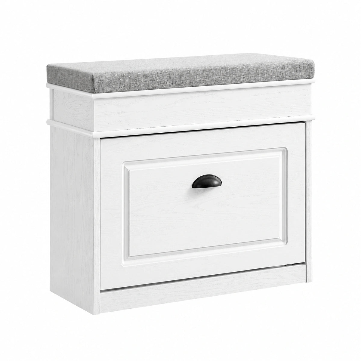 Panca Scarpiera con Seduta 61 × 24 × 54cm per Ingresso, Scarpiera contenitore in legno, salvaspazio slim con vano portaoggetti, Effetto Legno Bianco