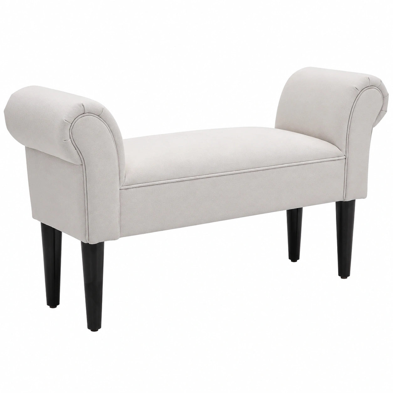 Panca Scarpiera Braccioli Arrotolati 102 × 36 × 51cm Grigio e Bianco, Panca Imbottita per Ingresso, Panchetta da Camera da Letto