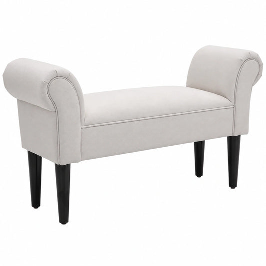 Panca Scarpiera Braccioli Arrotolati 102 × 36 × 51cm Grigio e Bianco, Panca Imbottita per Ingresso, Panchetta da Camera da Letto
