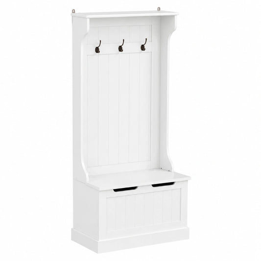 Mobile Ingresso Appendiabiti con Panca contenitore In Mdf 71.5 × 39.5 × 170 cm Bianco