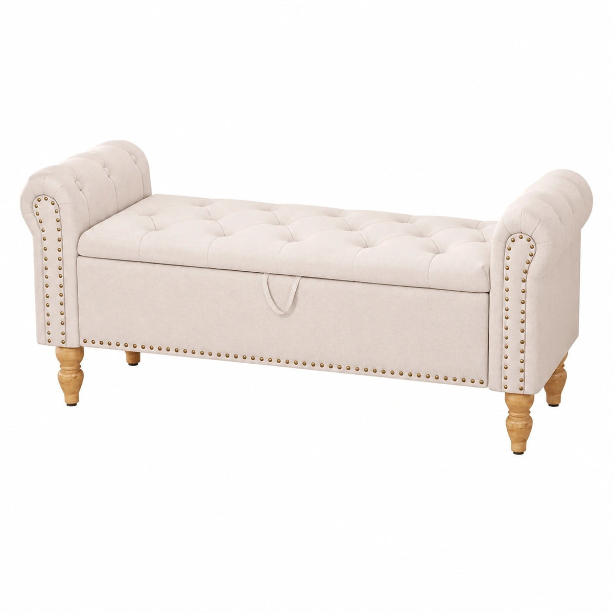 Contenitore 130cm, Pouf Contenitore, Panca Poggiapiedi Pieghevole, Capacità di Carico di 150 kg, Rivestimento in Lino