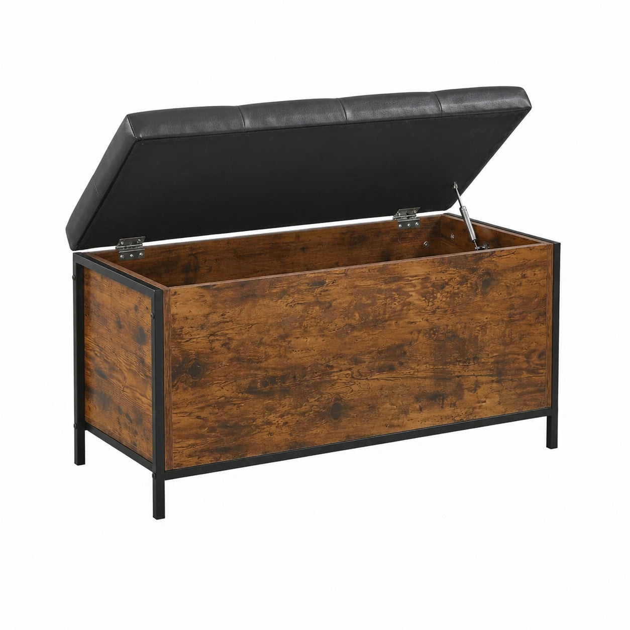 Panca Contenitore, Imbottita in Ecopelle, Industrial, 50 × 80 × 40 cm, Ingresso