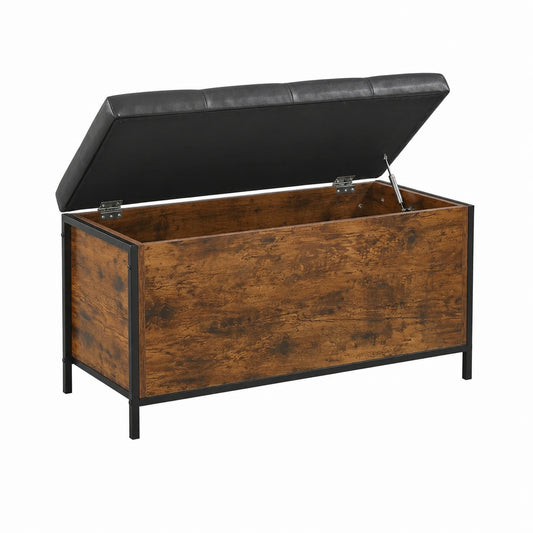 Panca Contenitore, Imbottita in Ecopelle, Industrial, 50 × 80 × 40 cm, Ingresso