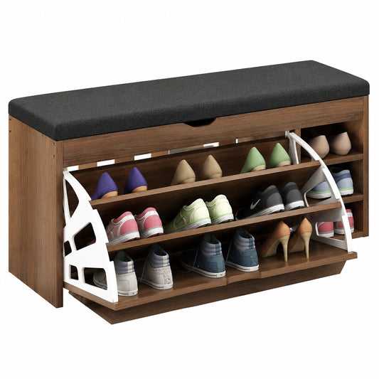 Contenitore Panca per scarpe, Panca per ingresso con contenitore con piano sollevabile, Panca portascarpe con cassetto ribaltabile, per ingresso