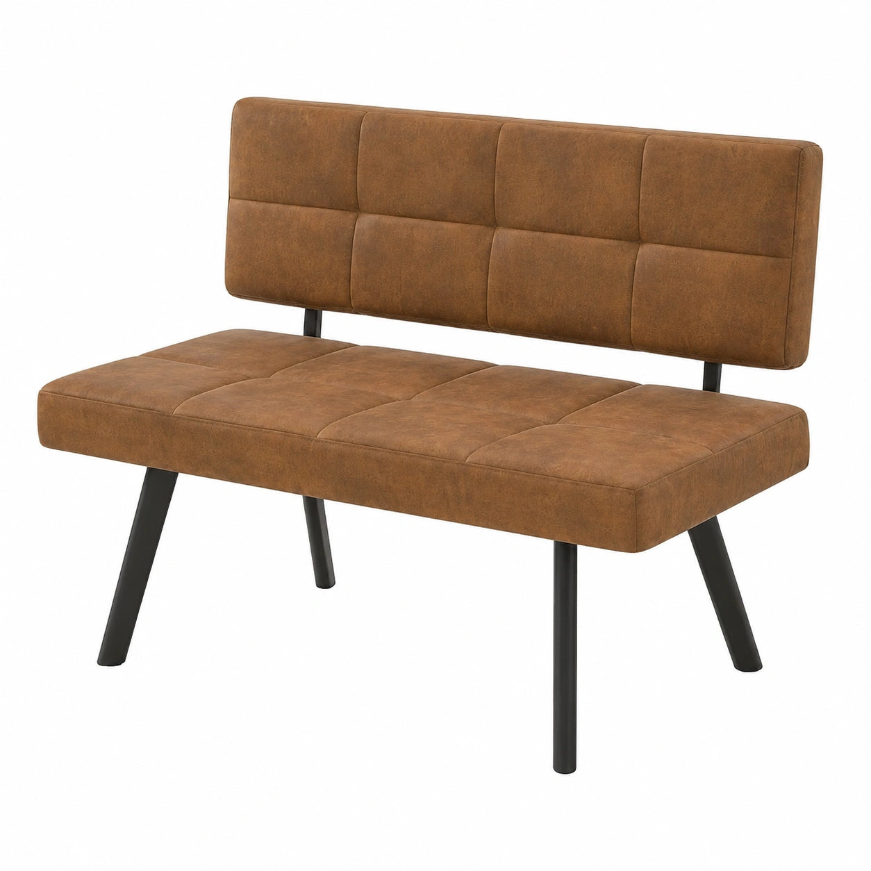 Panca per Sala da Pranzo con Schienale 140 cm, Tessuto Velluto Panchina Imbottita con Gambe in Ferro 3 Posti, Seduta Imbottita 10cm, Industriale