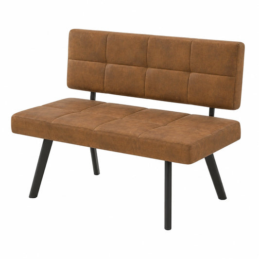 Panca per Sala da Pranzo con Schienale 140 cm, Tessuto Velluto Panchina Imbottita con Gambe in Ferro 3 Posti, Seduta Imbottita 10cm, Industriale
